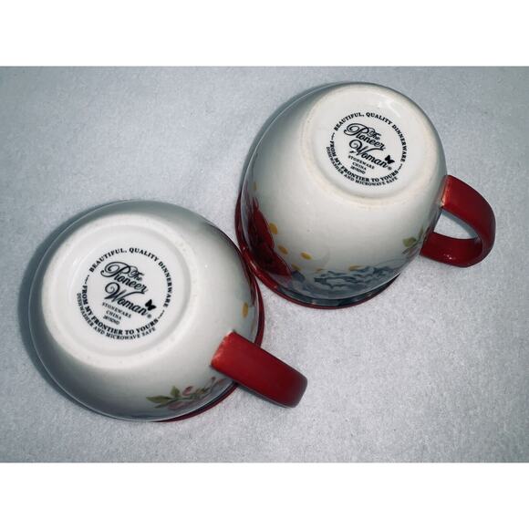 Set of 2 Pioneer Woman Stoneware Blossom Jubilee Floral Coffee Tea Mug Cup 16 Oz - Picture 5 of 6